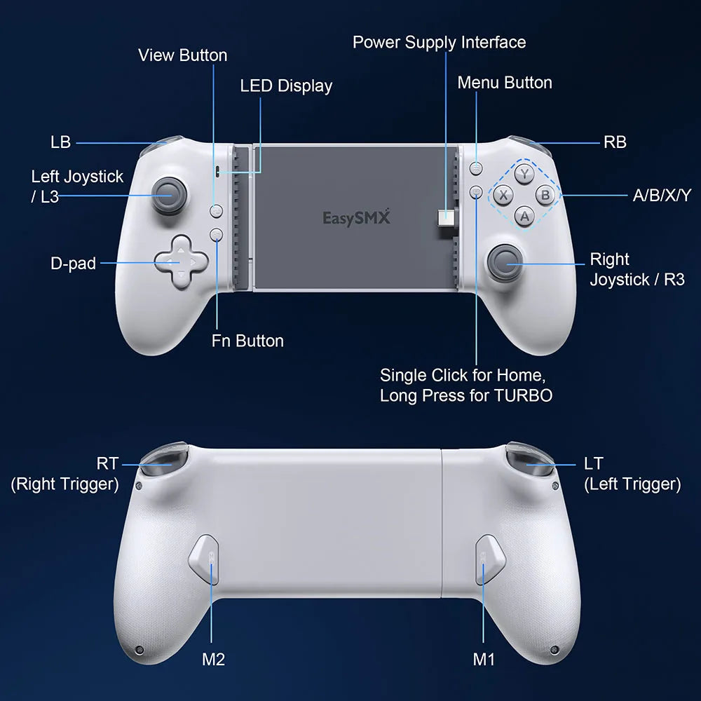 Gamepad EasySMX M15, złączka Type C, mechaniczny, do Androida i iPhone 15/16, Cloud Gaming